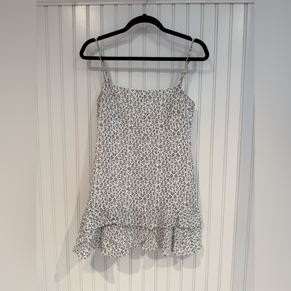 Black and White Ruffled Mini Slip Dress